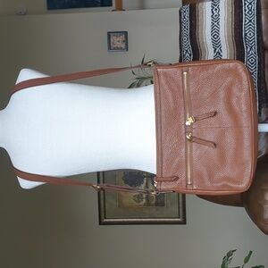 Fossil Brown Pebbled Leather Crossbody Bag